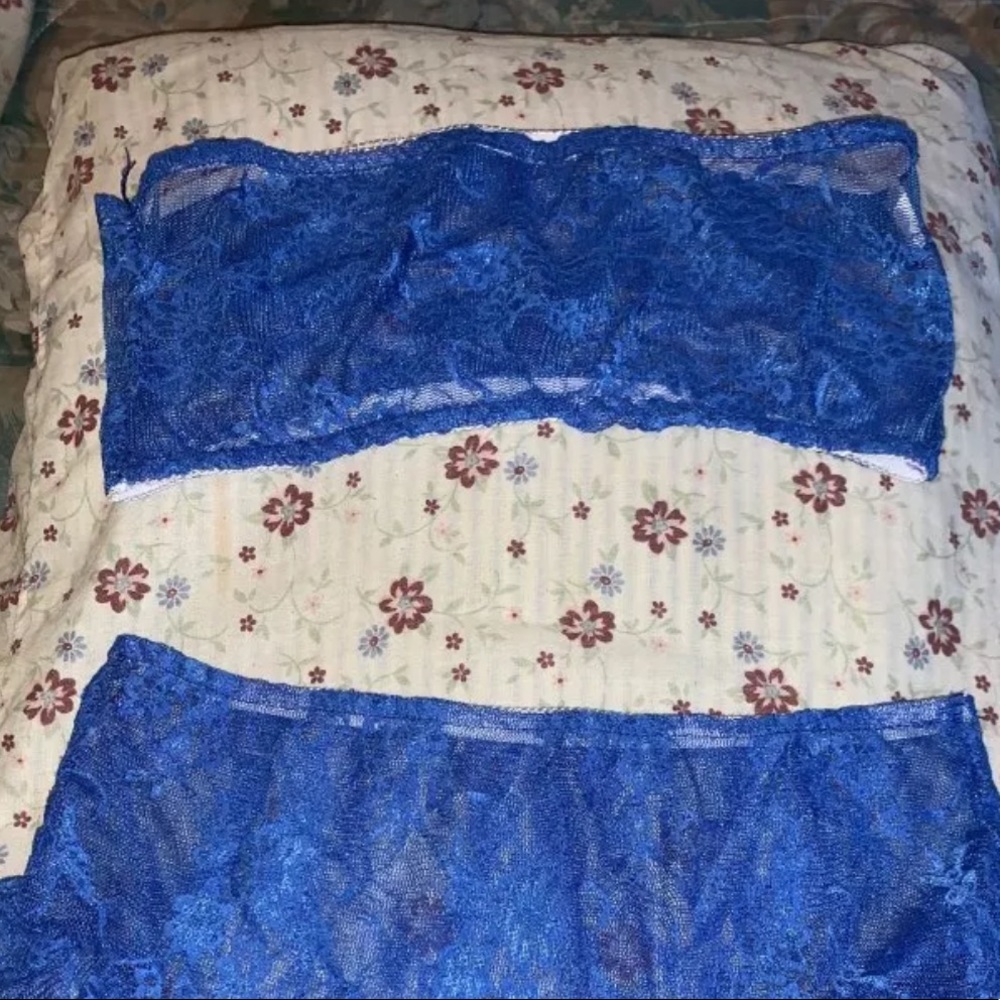 BLUE LINGERIE Floral Lace Bandeau Tube Top Bralet - Picture 2 of 2